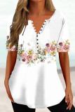 Pink Casual Print Basic V Neck T-Shirts