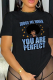 Black Daily Vintage Print Patchwork Letter O Neck T-Shirts