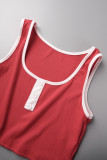 Red Sportswear Solid Patchwork U Neck Sleeveless Two Pieces