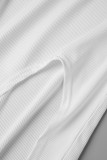 White Sexy Solid Patchwork Slit Spaghetti Strap Pencil Skirt Dresses