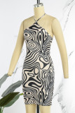 Zebra Sexy Print Patchwork Halter Pencil Skirt Dresses