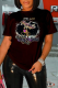 Black Street Vintage Print Patchwork O Neck T-Shirts