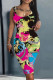 Rose Red Sexy Casual Print Basic U Neck Vest Dress Dresses