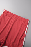 Red Sportswear Solid Patchwork U Neck Sleeveless Two Pieces