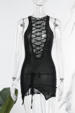 Black Sexy Solid Hollowed Out Sleeveless Dress Dresses