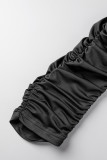 Black Sexy Casual Solid Backless Fold Spaghetti Strap Skinny Jumpsuits