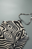 Zebra Sexy Print Patchwork Halter Pencil Skirt Dresses