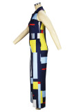 Green Casual Elegant Print V Neck Regular Jumpsuits