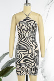 Zebra Sexy Print Patchwork Halter Pencil Skirt Dresses