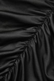 Black Sexy Casual Solid Backless Fold Spaghetti Strap Skinny Jumpsuits
