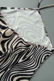 Zebra Sexy Print Patchwork Halter Pencil Skirt Dresses