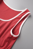 Red Sportswear Solid Patchwork U Neck Sleeveless Two Pieces