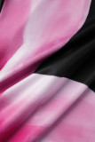 Pink Sexy Print Patchwork Spaghetti Strap One Step Skirt Dresses