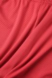 Red Sportswear Solid Patchwork U Neck Sleeveless Two Pieces
