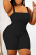 Black Sexy Casual Street Solid Patchwork Asymmetrical Spaghetti Strap Sleeveless Two Pieces