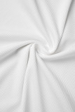White Sexy Solid Patchwork Slit Spaghetti Strap Pencil Skirt Dresses
