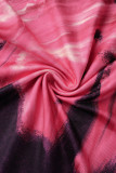 Rose Red Sexy Print Patchwork Square Collar Long Dress Dresses