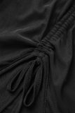 Black Sexy Solid Hollowed Out Sleeveless Dress Dresses
