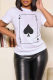 White Casual Daily Print Patchwork O Neck T-Shirts