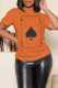 Orange Casual Daily Print Patchwork O Neck T-Shirts