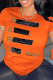 Orange Casual Street Print Patchwork Letter O Neck T-Shirts
