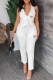 White Casual Print Letter V Neck Sleeveless Two Pieces