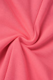 Pink Casual Sportswear Simplicity Solid Bandage Vests Spaghetti Strap Sleeveless Two Pieces