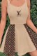 Apricot Street Letter Embroidered Patchwork U Neck A Line Dresses