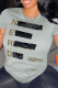 Grey Casual Street Print Patchwork Letter O Neck T-Shirts