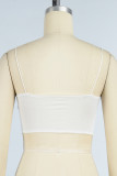 White Sexy Street Solid Backless Spaghetti Strap Tops