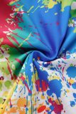 Red Sexy Casual Print Graffiti Backless Half A Turtleneck One Step Skirt Dresses