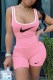 Pink Street Print Patchwork U Neck Sleeveless Two Pieces