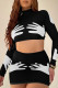 Black Sexy Street Print Patchwork Half A Turtleneck Long Sleeve Two Pieces