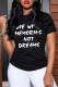 Black Casual Daily Print Patchwork Letter O Neck T-Shirts