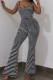 Black Sexy Casual Street Striped Backless Spaghetti Strap Regular Jumpsuits