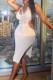 White Sexy Solid Bandage See-through Backless Slit V Neck Sleeveless Dress Dresses