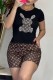 Black Casual Letter Pearl Hot Drill O Neck Short Sleeve Two Pieces
