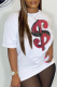 White Street Daily Print Patchwork Letter O Neck T-Shirts
