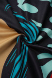 Black Sexy Print Backless Spaghetti Strap Wrapped Skirt Dresses
