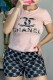 Pink Casual Print Pearl Letter O Neck Short Sleeve Two Pieces