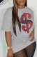 Grey Street Daily Print Patchwork Letter O Neck T-Shirts