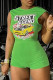 Green Casual Print Backless O Neck Skinny Romper