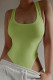 Green Sexy Sportswear Simplicity Solid Square Collar Skinny Bodysuits