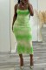 Apricot Sexy Casual Print Backless Spaghetti Strap Long Dress Dresses