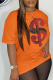 Orange Street Daily Print Patchwork Letter O Neck T-Shirts