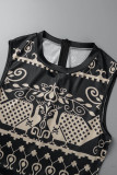 Multicolor Casual Work Street Print O Neck Regular Jumpsuits