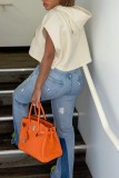 Apricot Casual Print Basic Hooded Collar T-Shirts