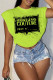 Light Green Casual Print Basic O Neck T-Shirts
