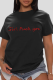 Black Street Daily Print Patchwork Letter O Neck T-Shirts