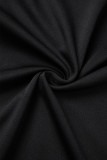 Black Sexy Solid Hollowed Out Oblique Collar Sleeveless Dress Dresses